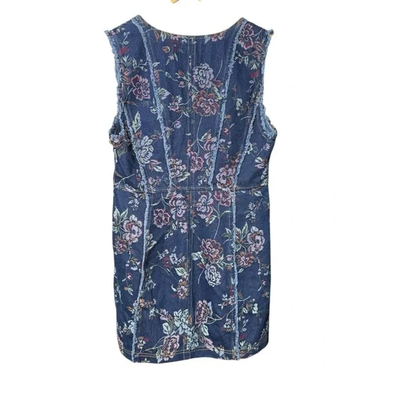 URBAN OUTFITTERS Scarlett Floral Embroidered Denim Sweetheart Mini Dress XL - Picture 5 of 12